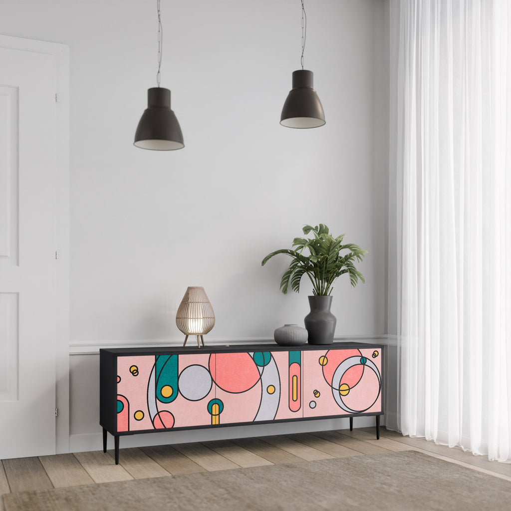 GOSSAMER ECHOES TV-Lowboard mit 3 Türen in Schwarz