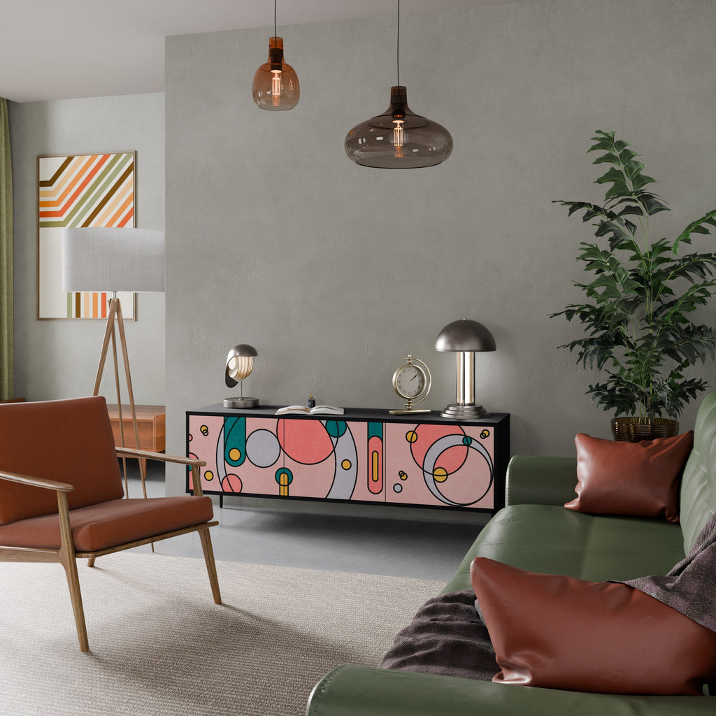 GOSSAMER ECHOES TV-Lowboard mit 3 Türen in Schwarz