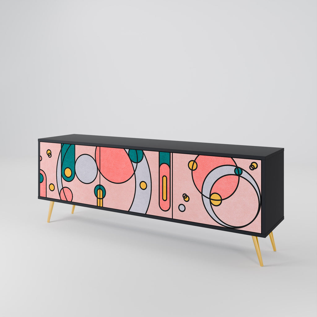 GOSSAMER ECHOES TV-Lowboard mit 3 Türen in Schwarz