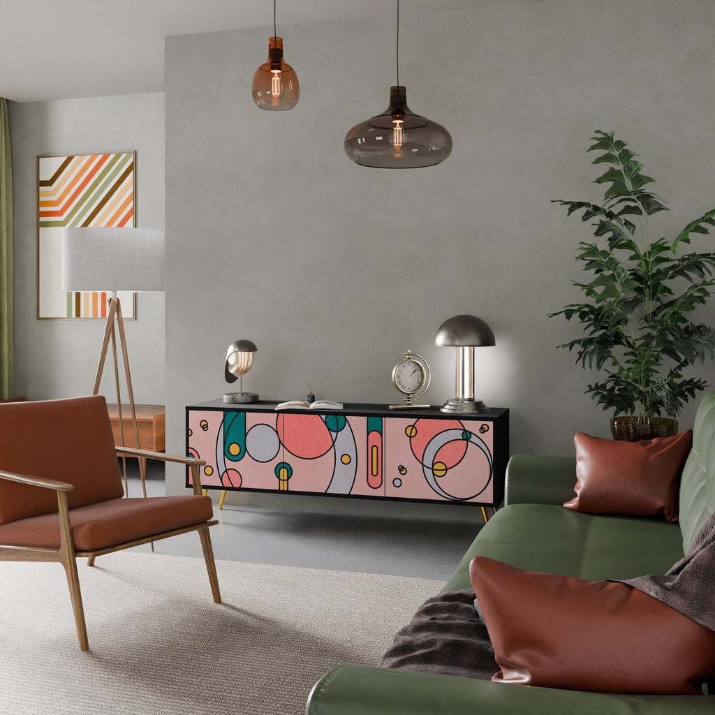 GOSSAMER ECHOES TV-Lowboard mit 3 Türen in Schwarz