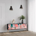 GOSSAMER ECHOES TV-Lowboard mit 3 Türen in Schwarz