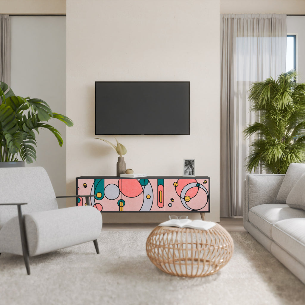 GOSSAMER ECHOES TV-Lowboard mit 3 Türen in Schwarz