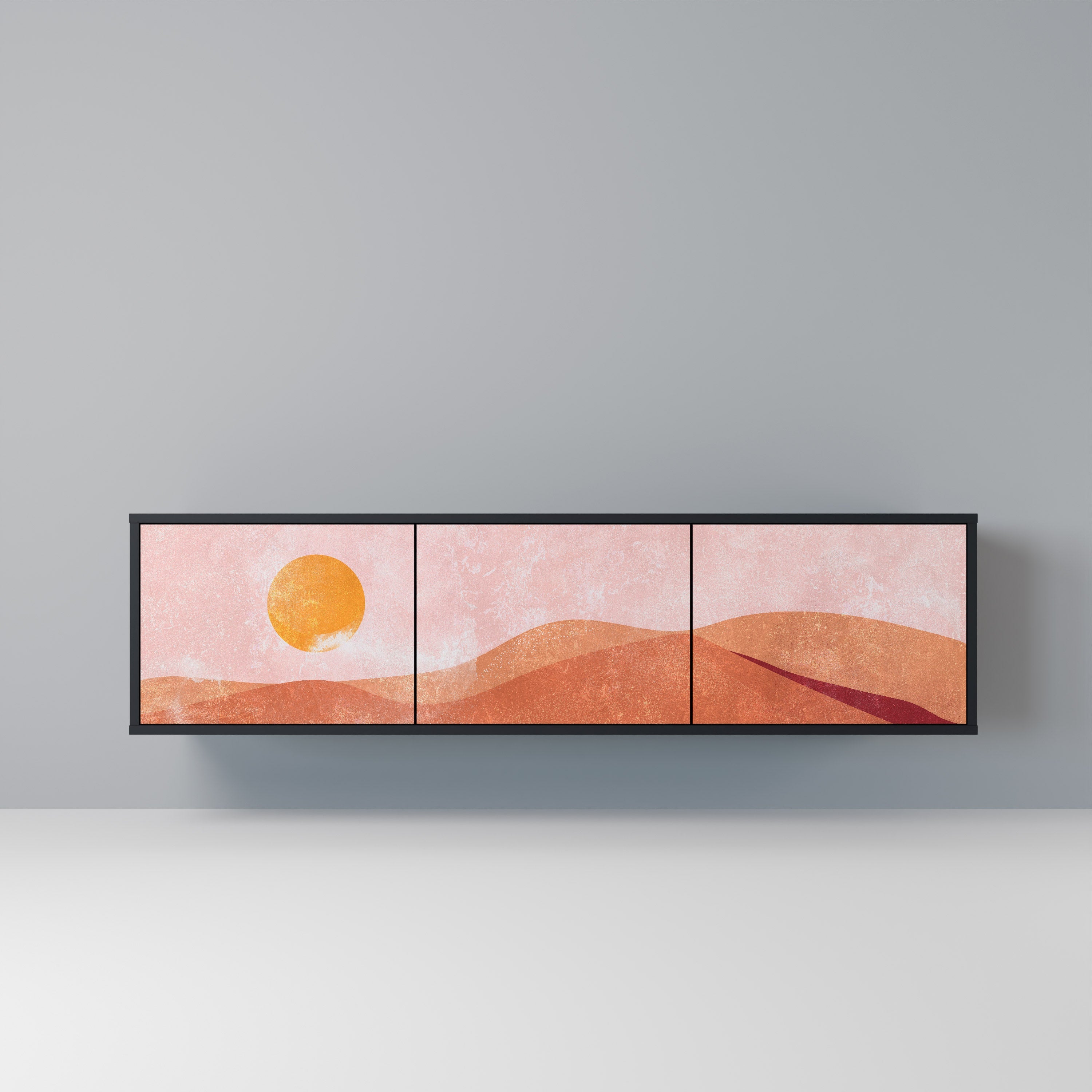 LUMINOUS SUNLIGHT TV-Lowboard mit 3 Türen in Schwarz