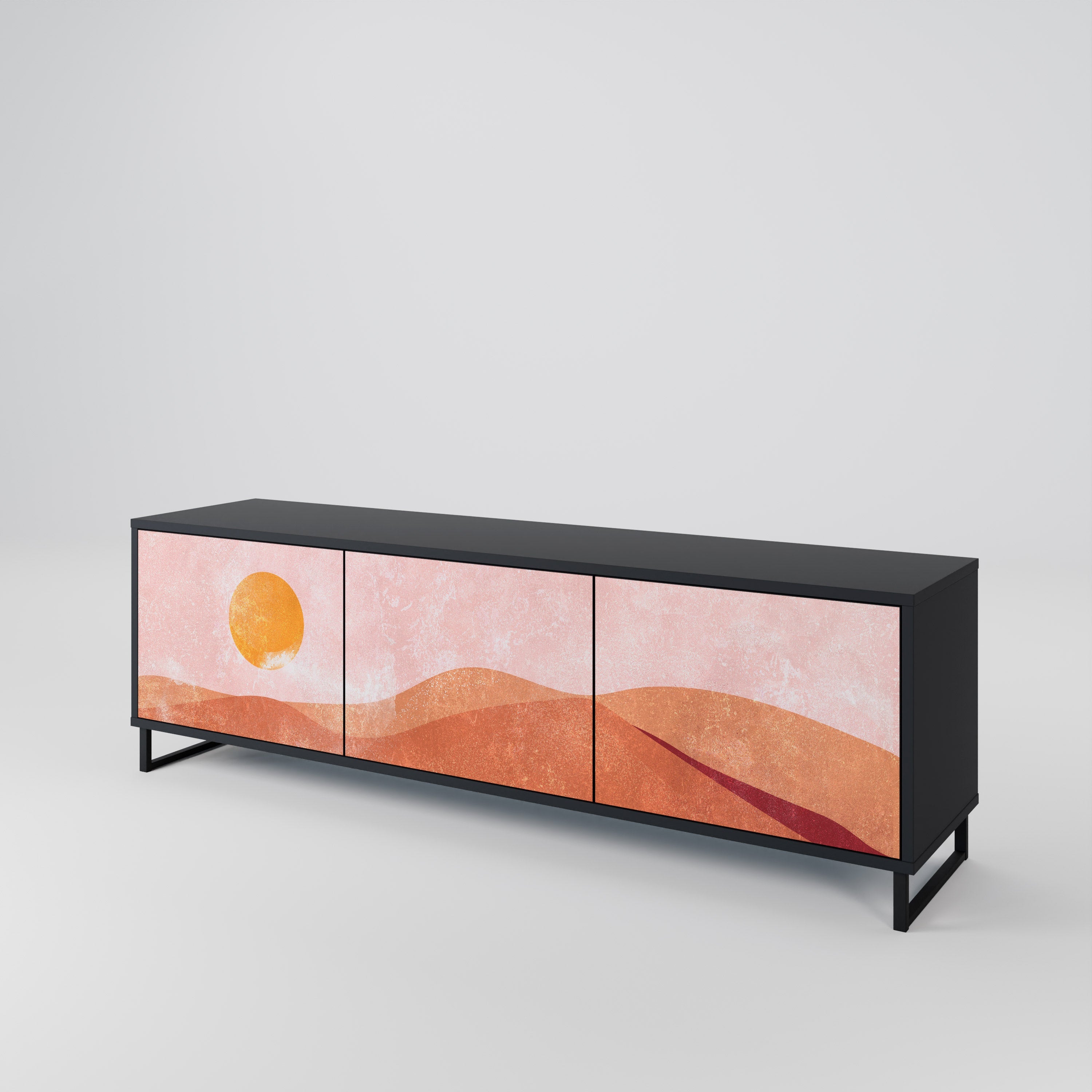 LUMINOUS SUNLIGHT TV-Lowboard mit 3 Türen in Schwarz