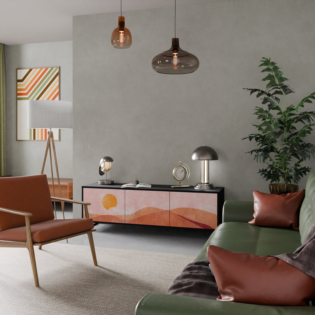 LUMINOUS SUNLIGHT TV-Lowboard mit 3 Türen in Schwarz