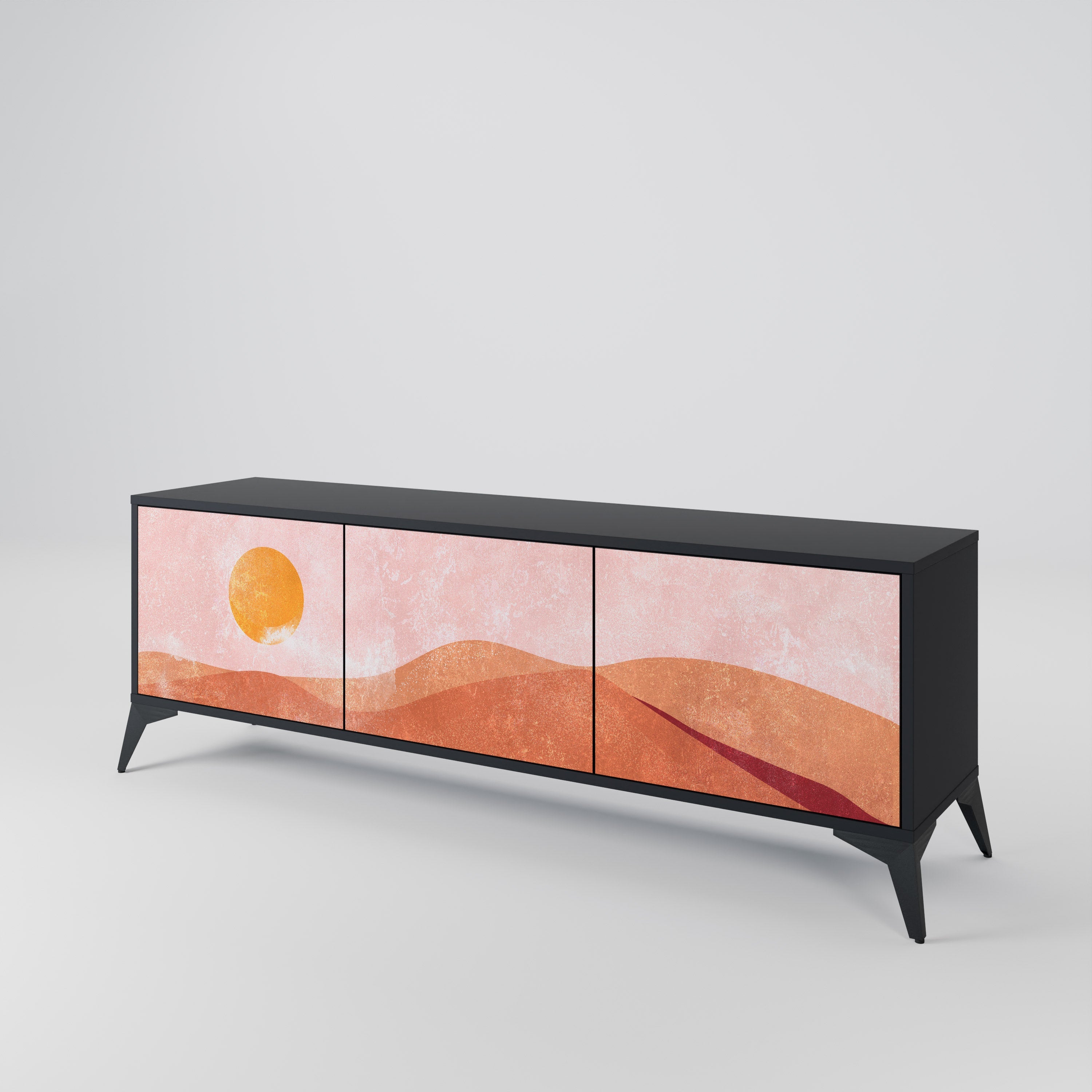 LUMINOUS SUNLIGHT TV-Lowboard mit 3 Türen in Schwarz