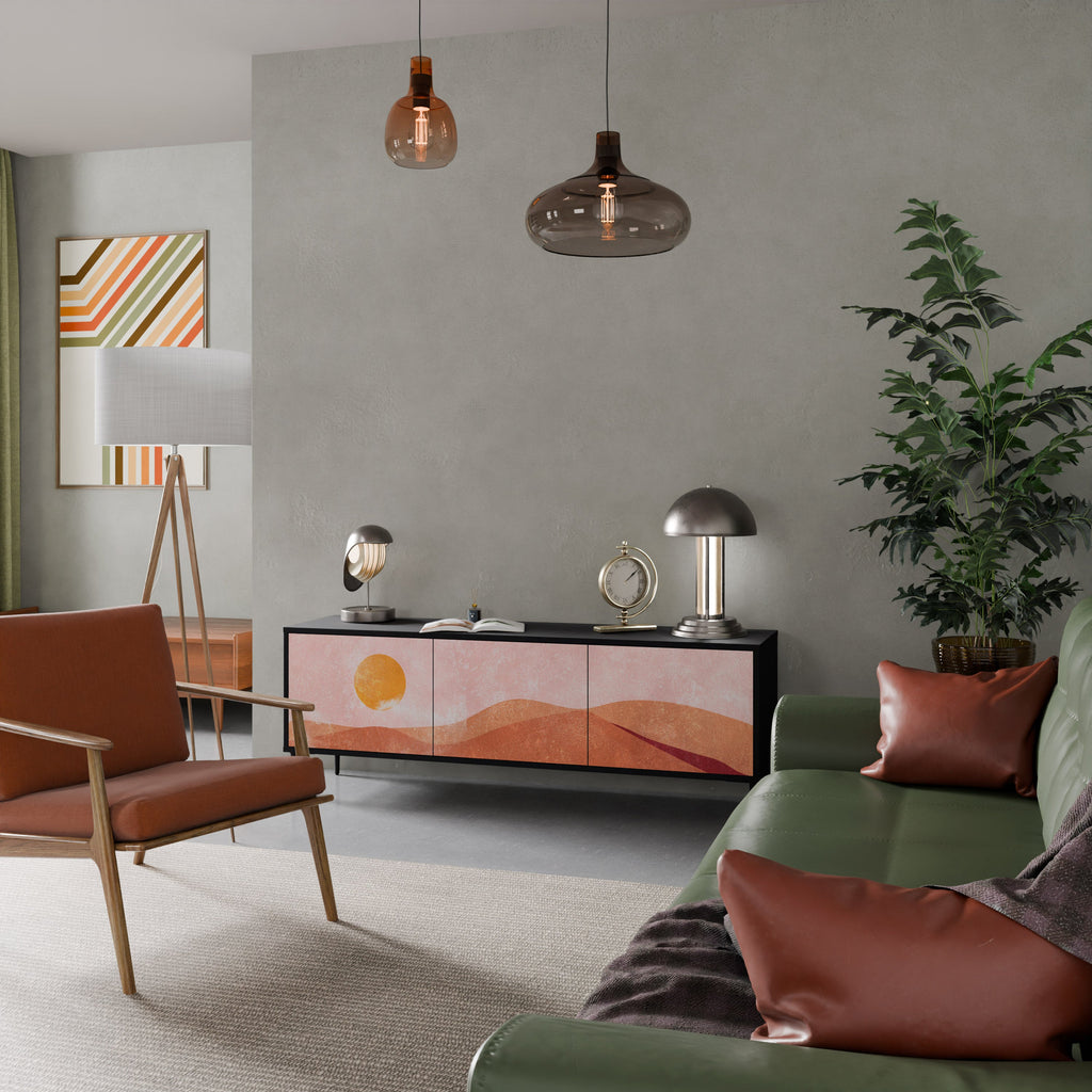 LUMINOUS SUNLIGHT TV-Lowboard mit 3 Türen in Schwarz