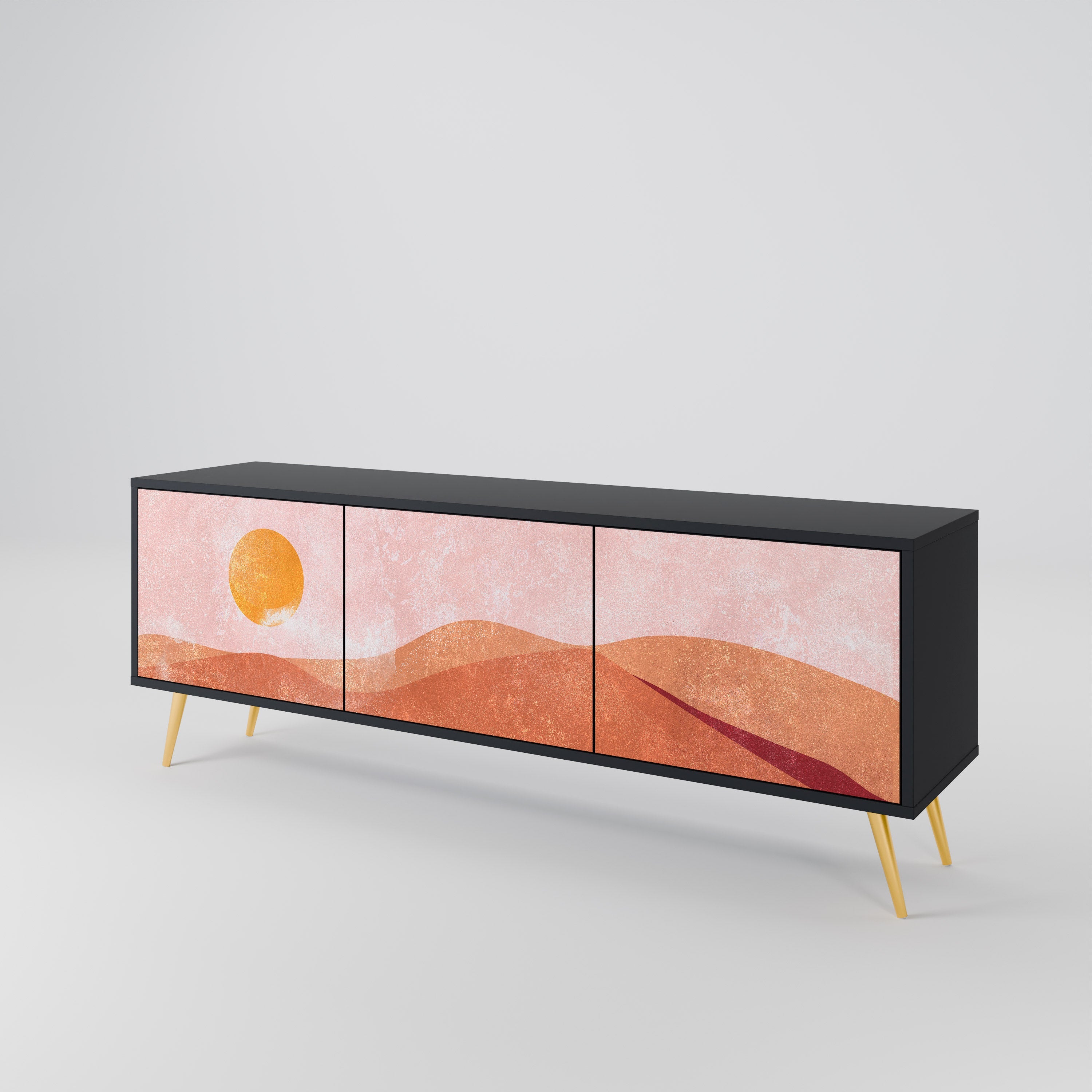 LUMINOUS SUNLIGHT TV-Lowboard mit 3 Türen in Schwarz