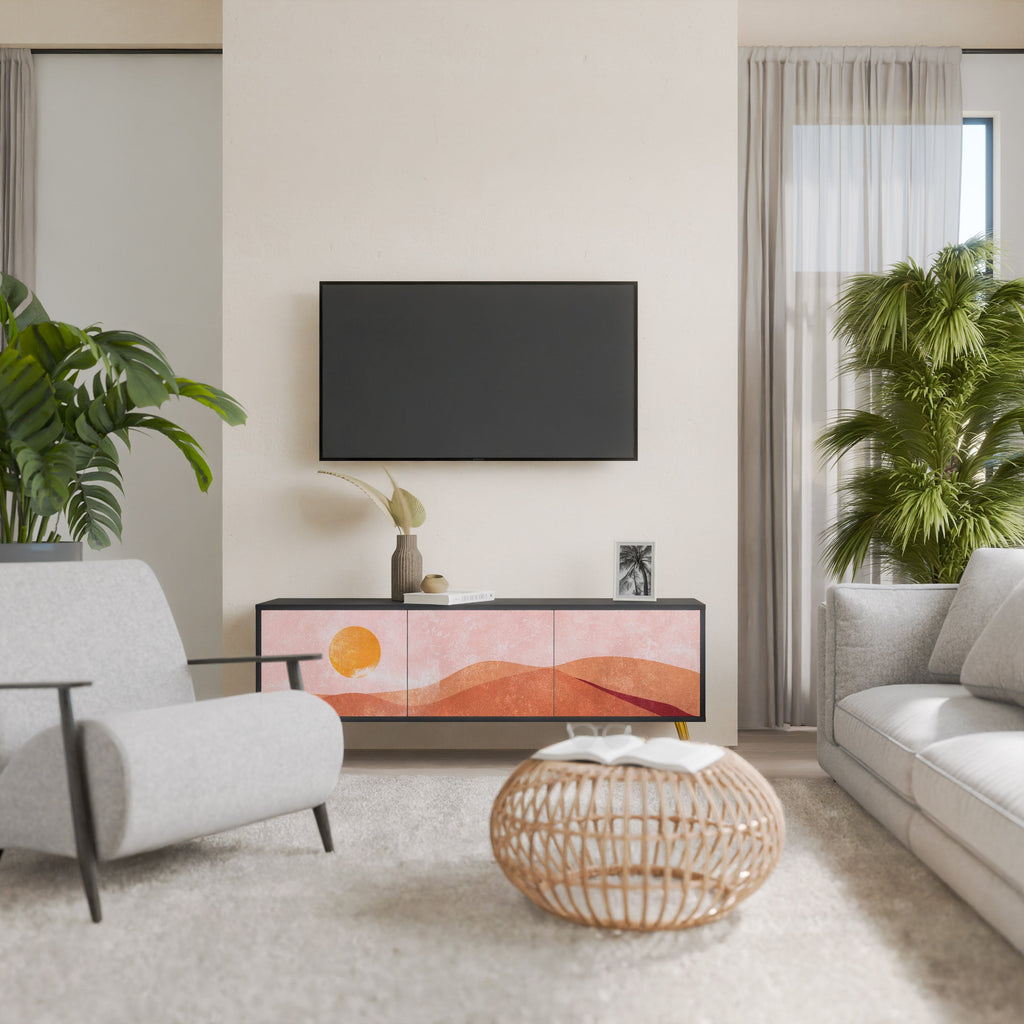 LUMINOUS SUNLIGHT TV-Lowboard mit 3 Türen in Schwarz