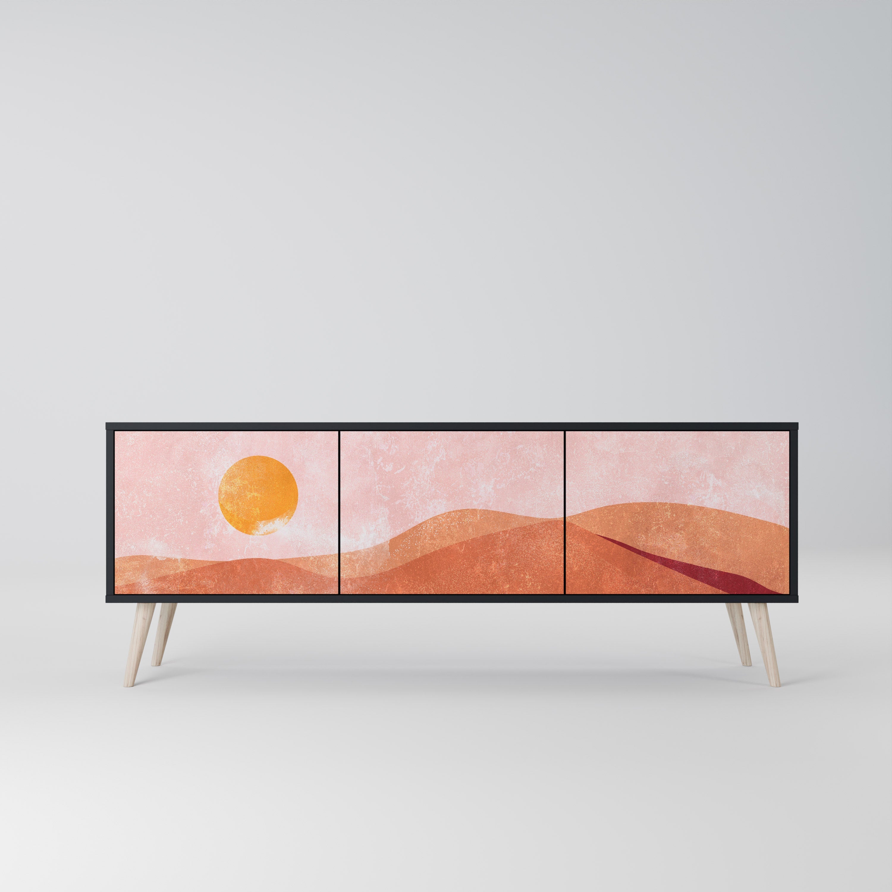 LUMINOUS SUNLIGHT TV-Lowboard mit 3 Türen in Schwarz