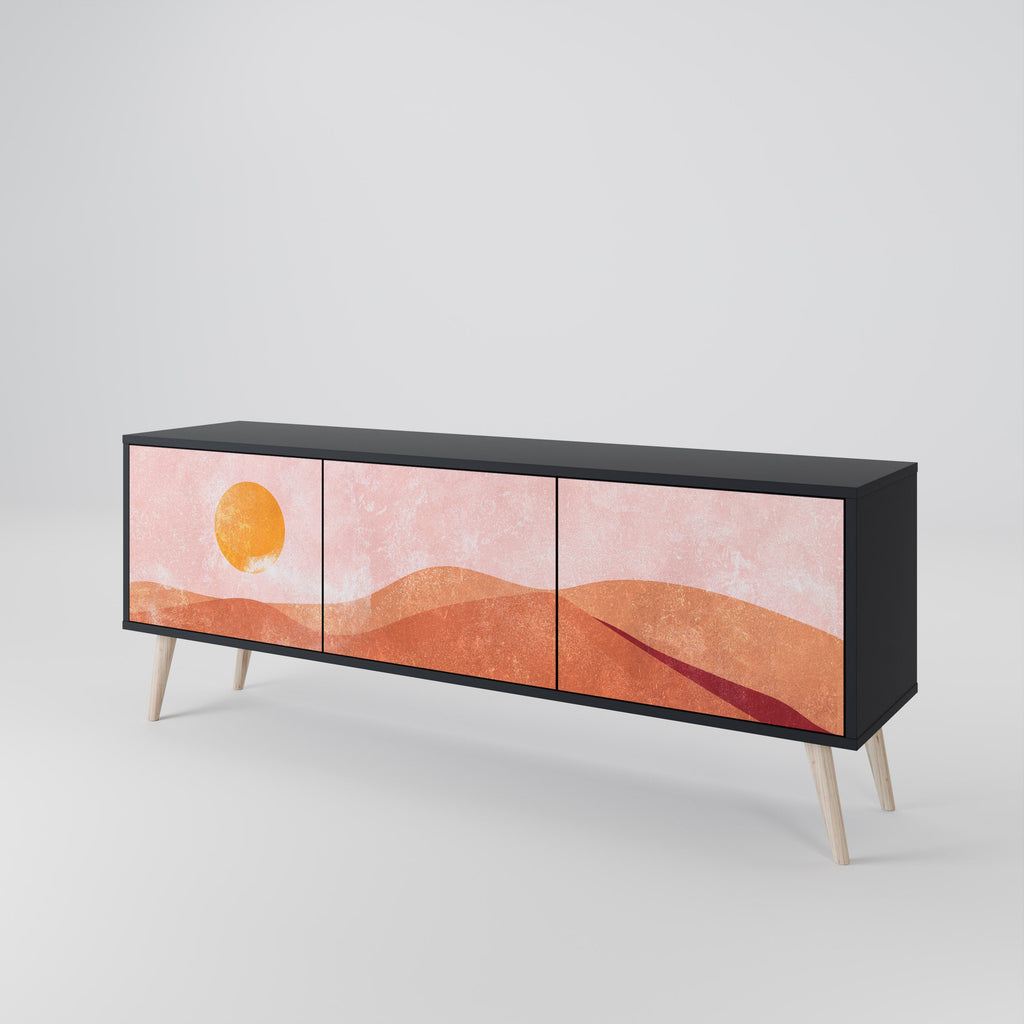 LUMINOUS SUNLIGHT TV-Lowboard mit 3 Türen in Schwarz
