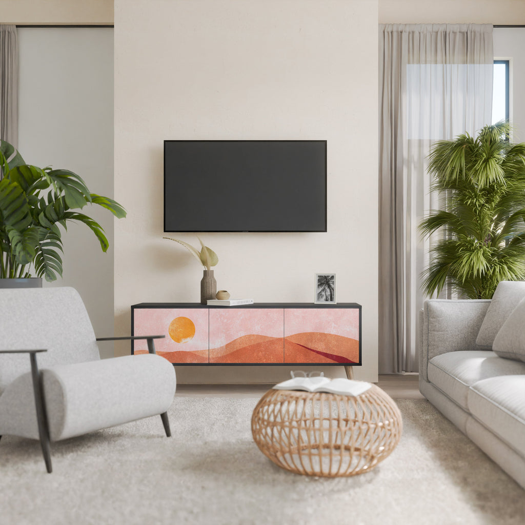 LUMINOUS SUNLIGHT TV-Lowboard mit 3 Türen in Schwarz