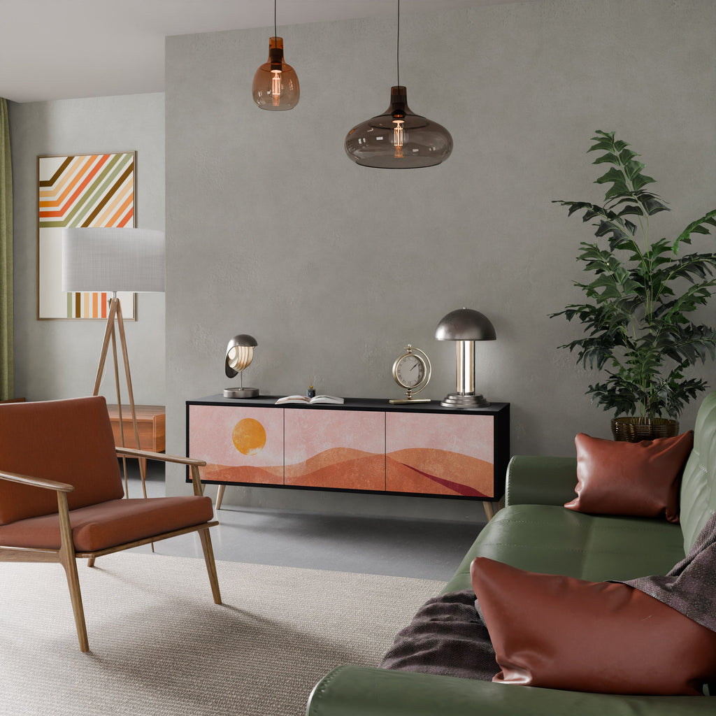 LUMINOUS SUNLIGHT TV-Lowboard mit 3 Türen in Schwarz