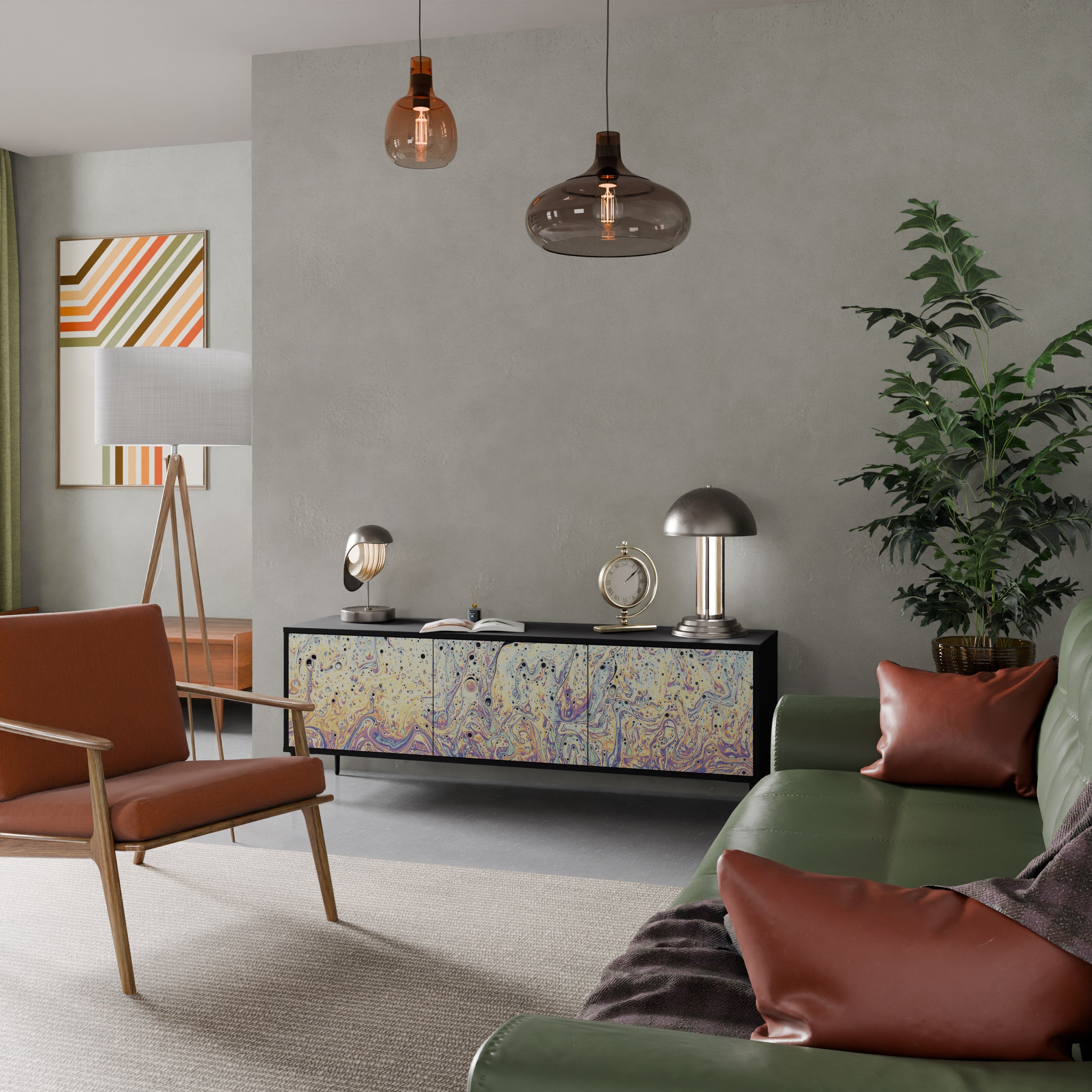 MOSAIC OF COLORS TV-Lowboard mit 3 Türen in Schwarz