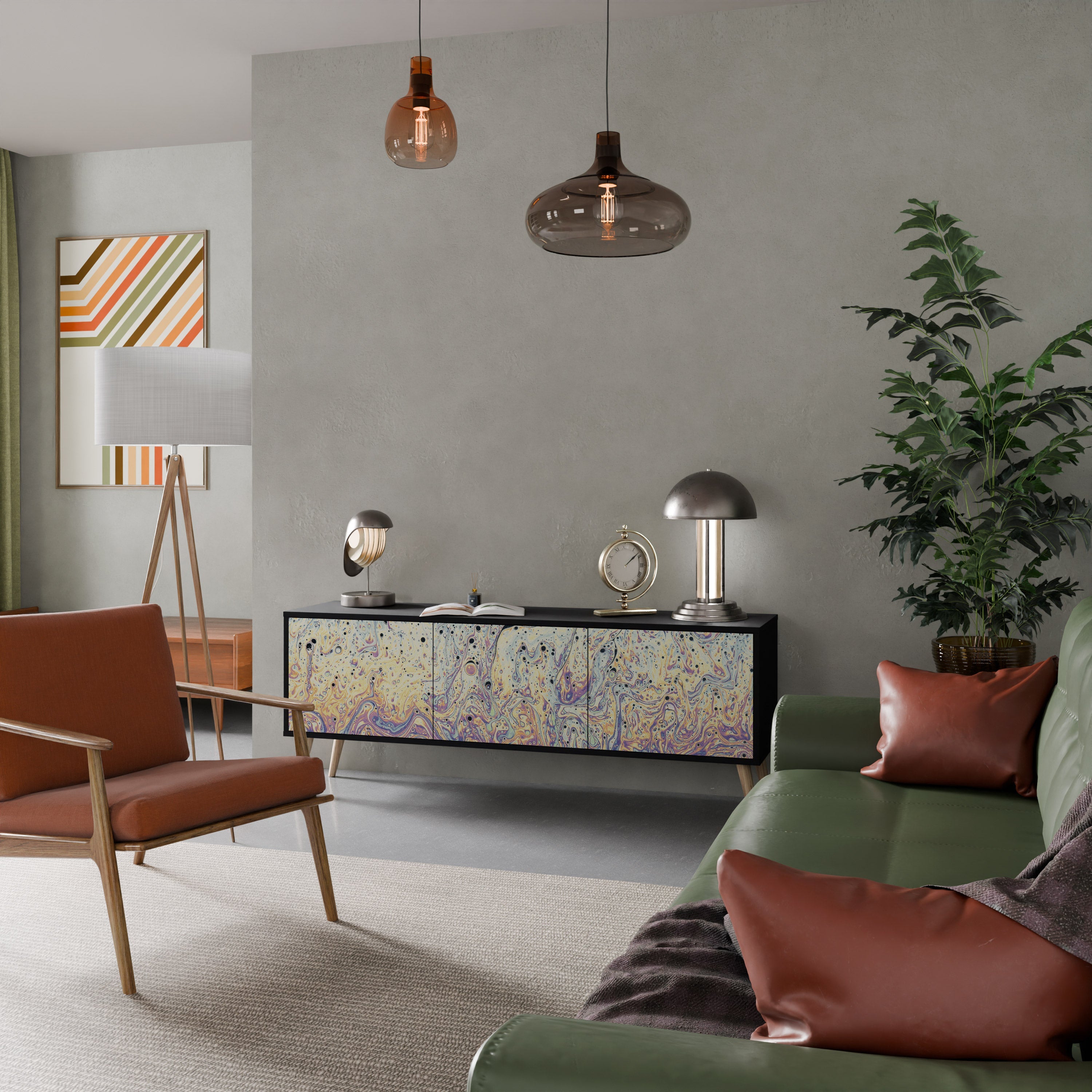 MOSAIC OF COLORS TV-Lowboard mit 3 Türen in Schwarz