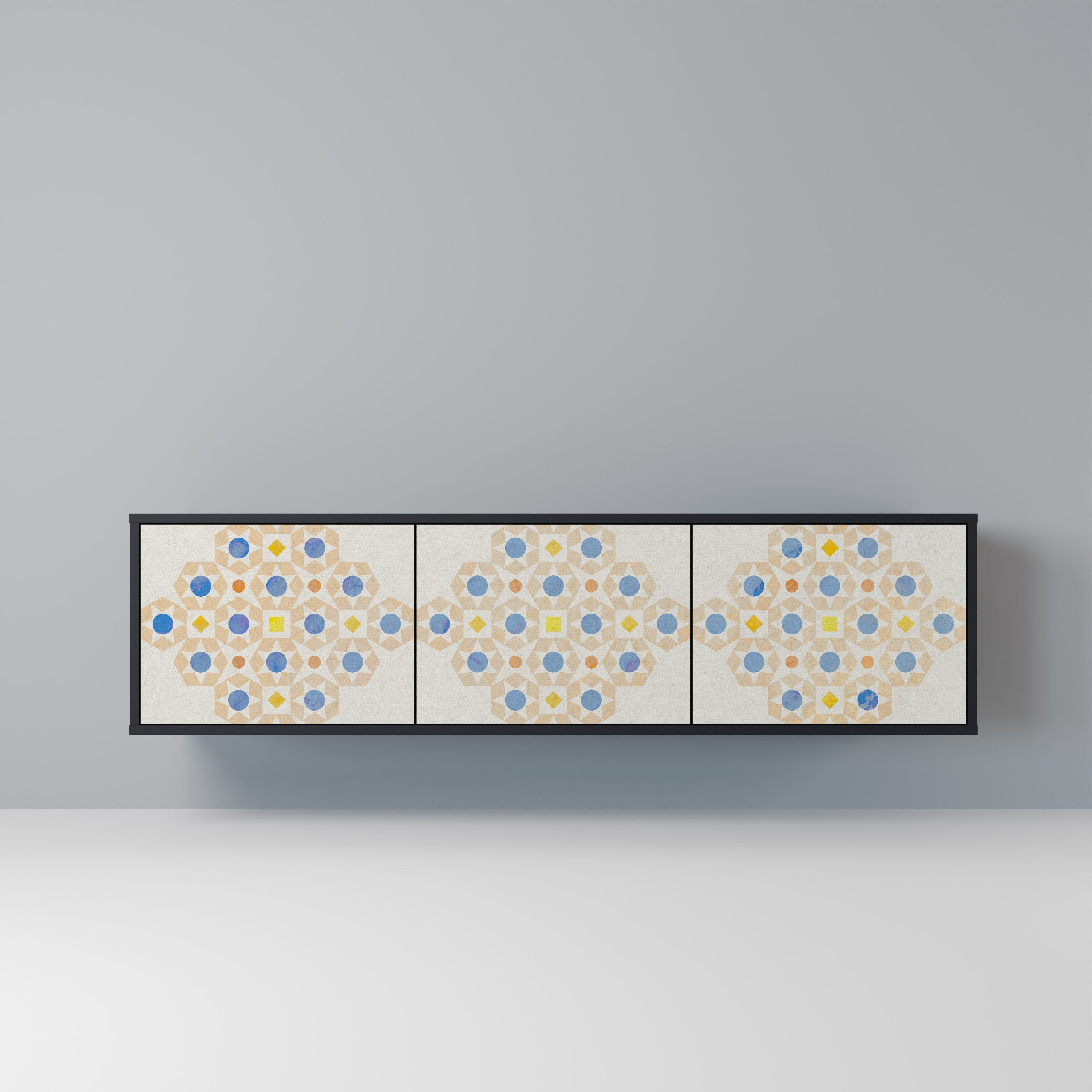 PATTERNED PRISM TV-Lowboard mit 3 Türen in Schwarz