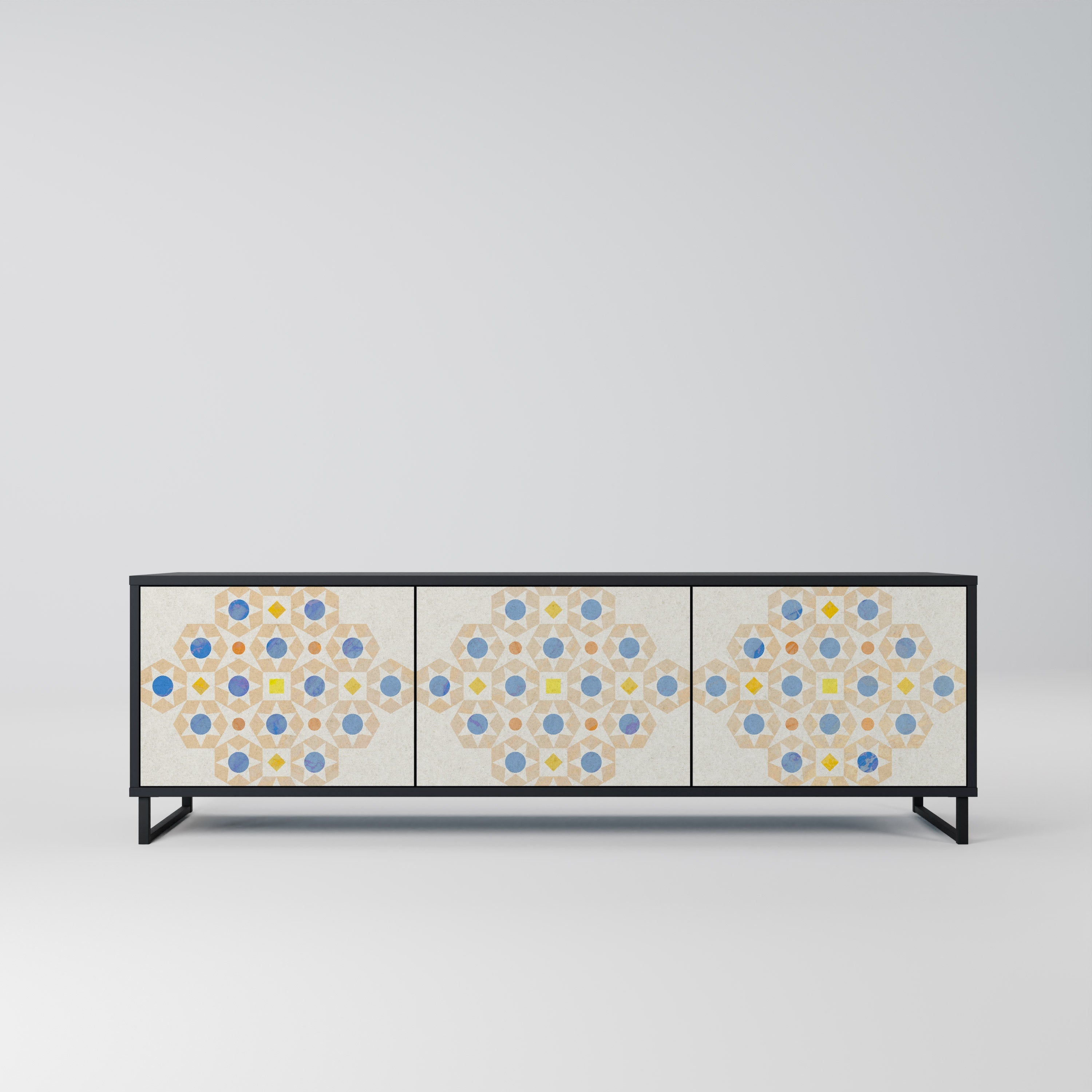 PATTERNED PRISM TV-Lowboard mit 3 Türen in Schwarz