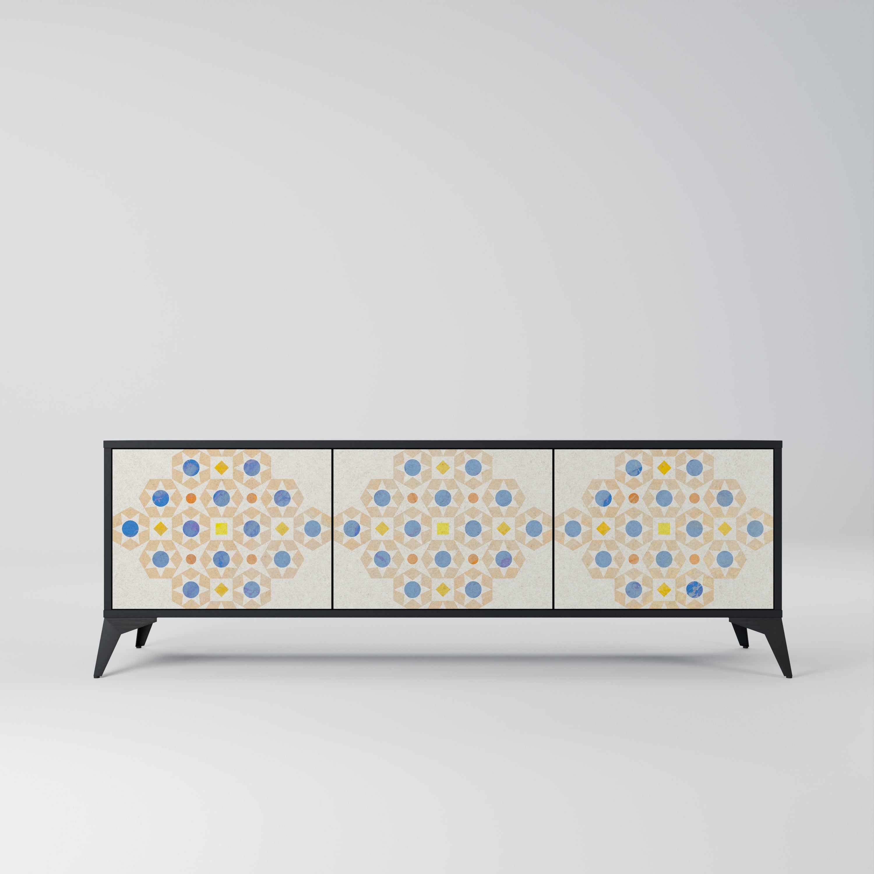 PATTERNED PRISM TV-Lowboard mit 3 Türen in Schwarz