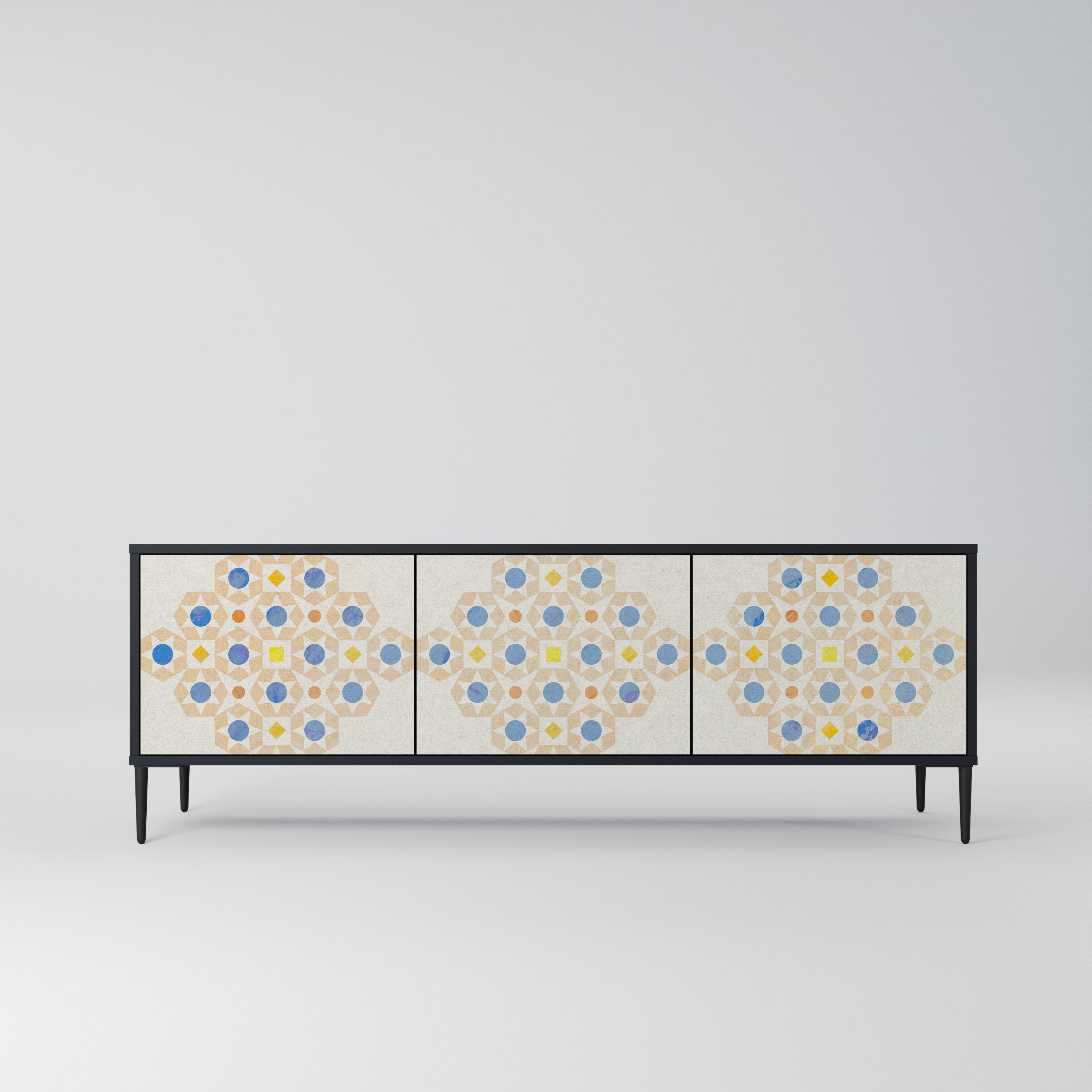 PATTERNED PRISM TV-Lowboard mit 3 Türen in Schwarz