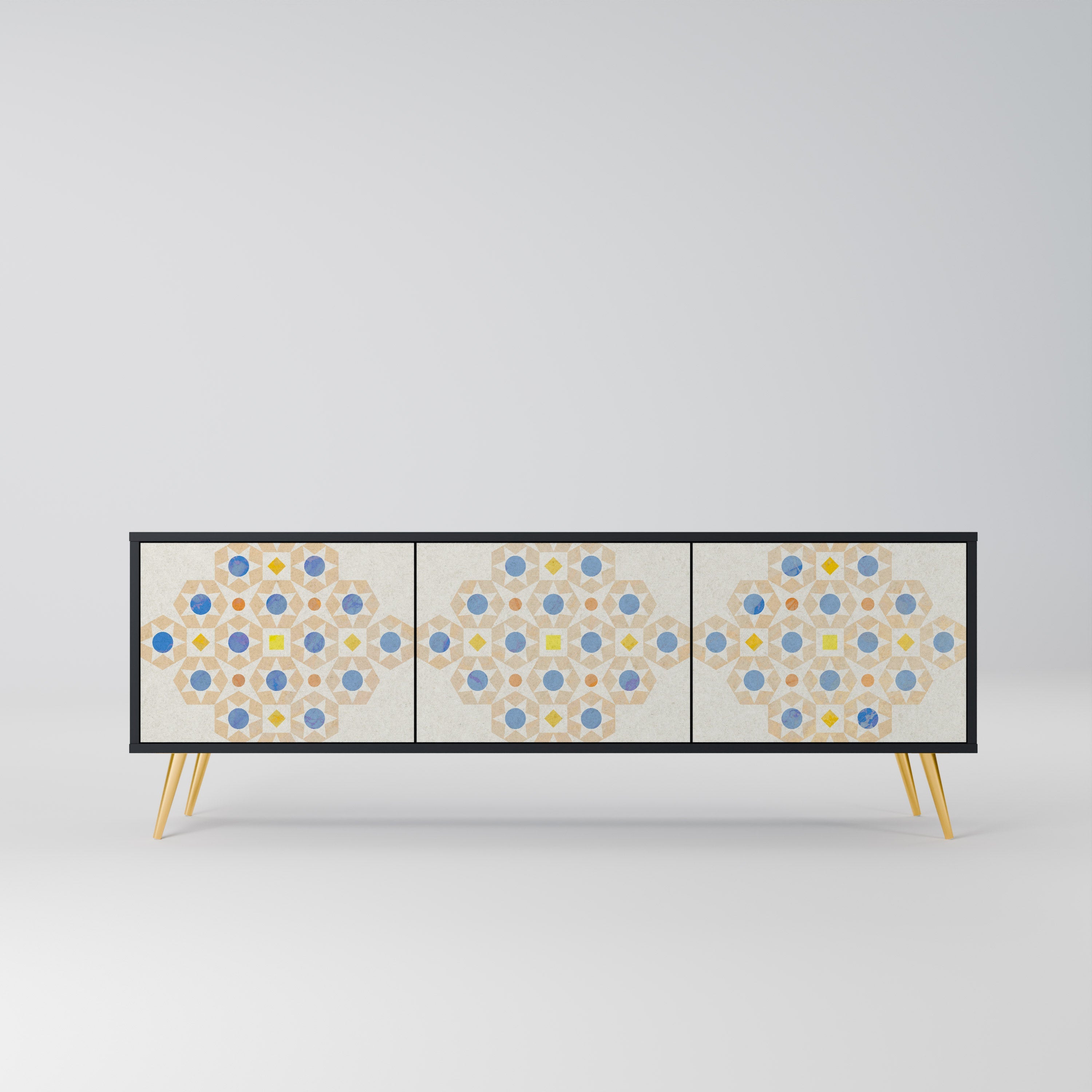 PATTERNED PRISM TV-Lowboard mit 3 Türen in Schwarz