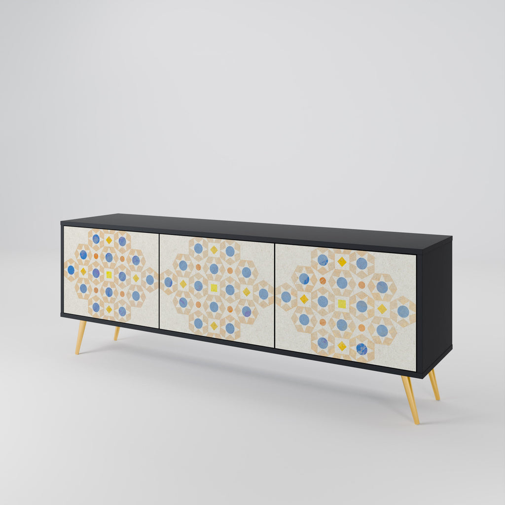 PATTERNED PRISM TV-Lowboard mit 3 Türen in Schwarz