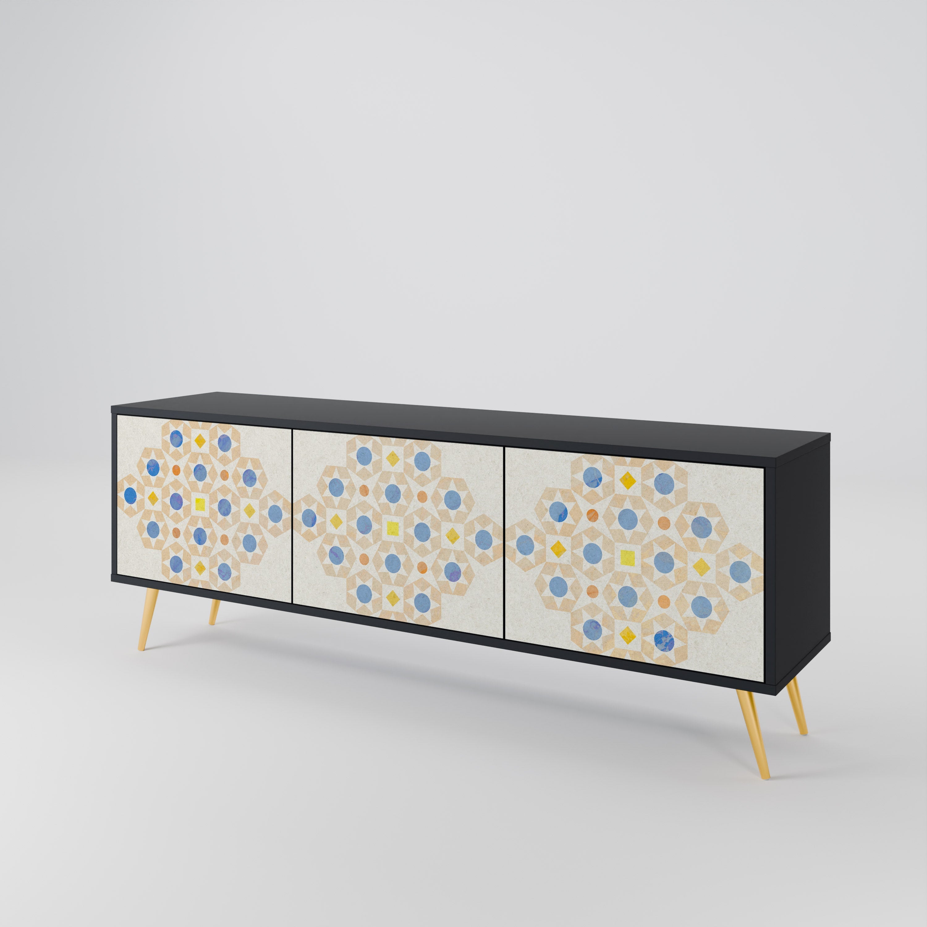 PATTERNED PRISM TV-Lowboard mit 3 Türen in Schwarz