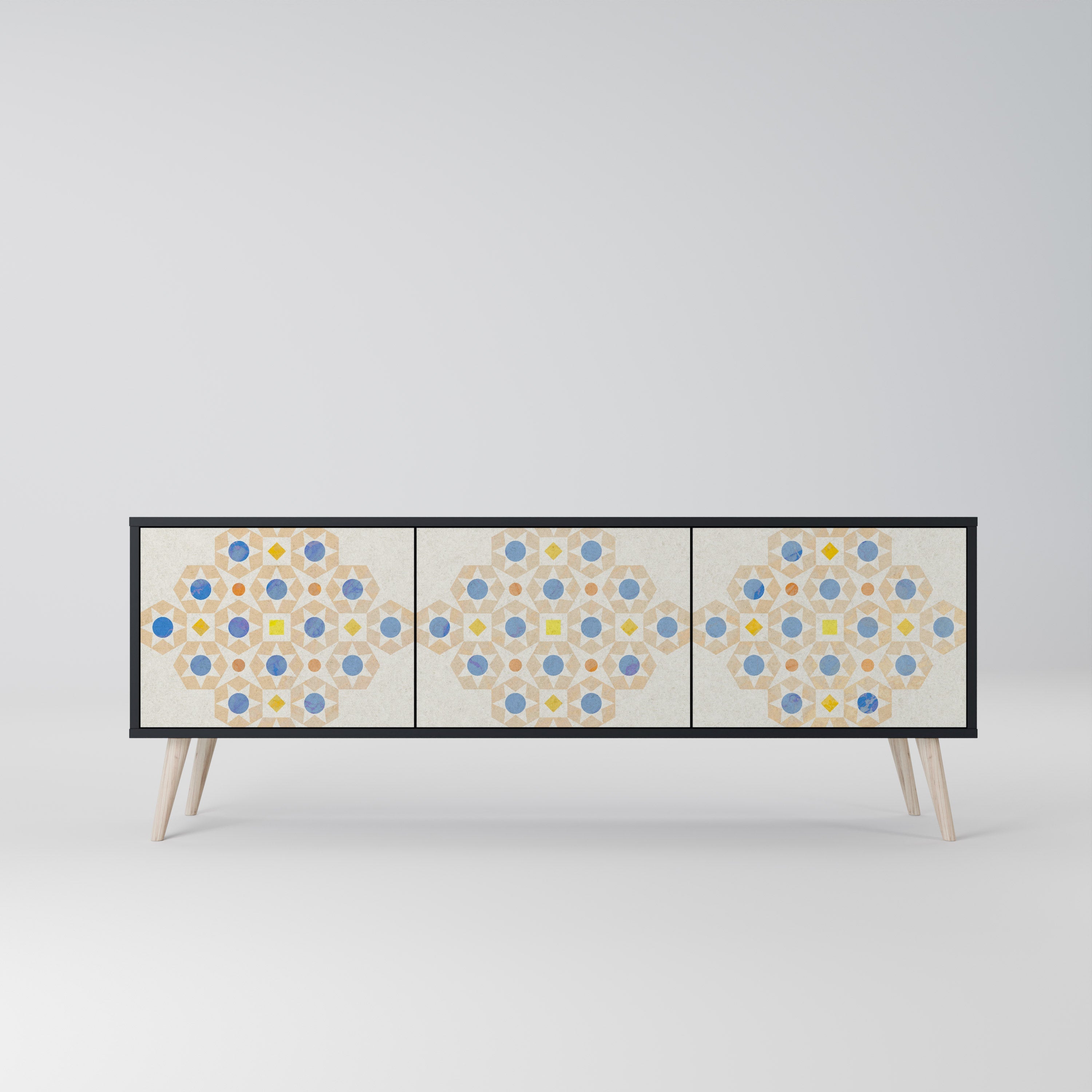 PATTERNED PRISM TV-Lowboard mit 3 Türen in Schwarz