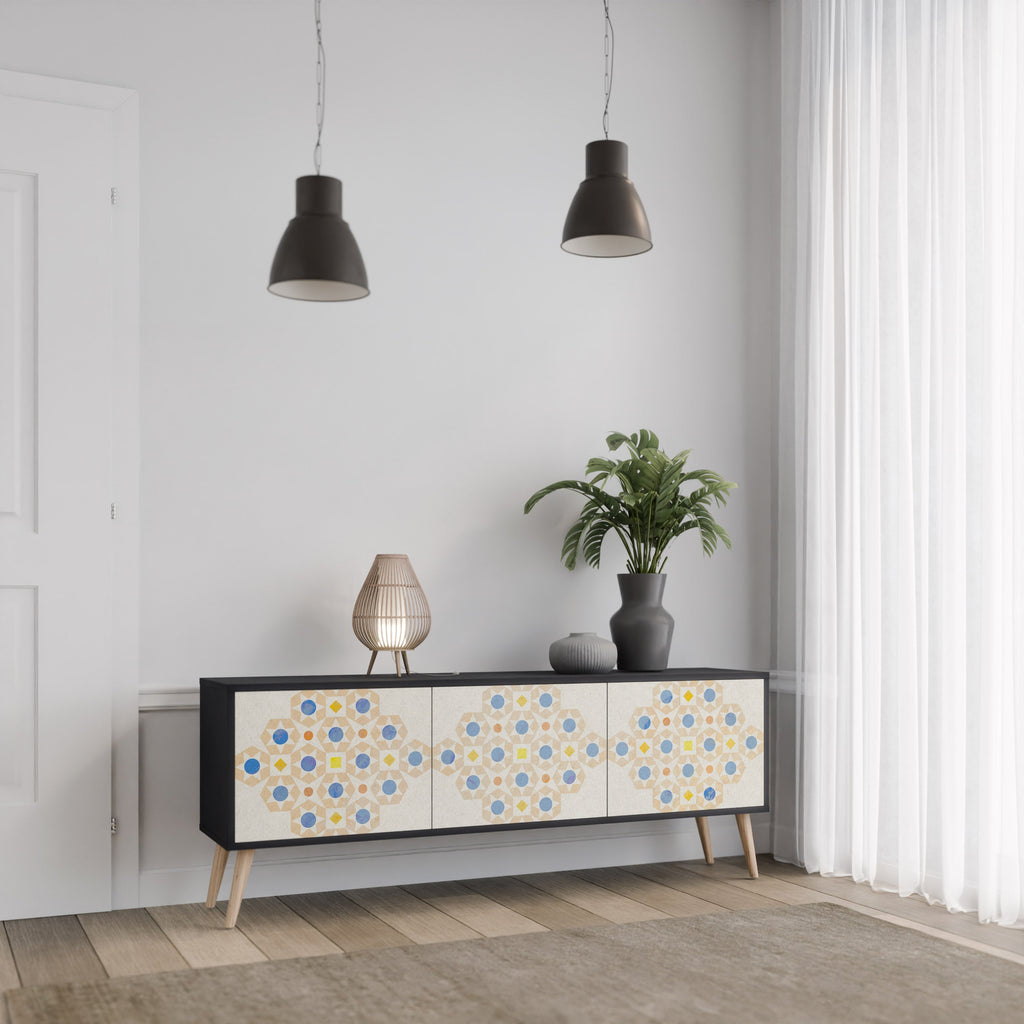 PATTERNED PRISM TV-Lowboard mit 3 Türen in Schwarz