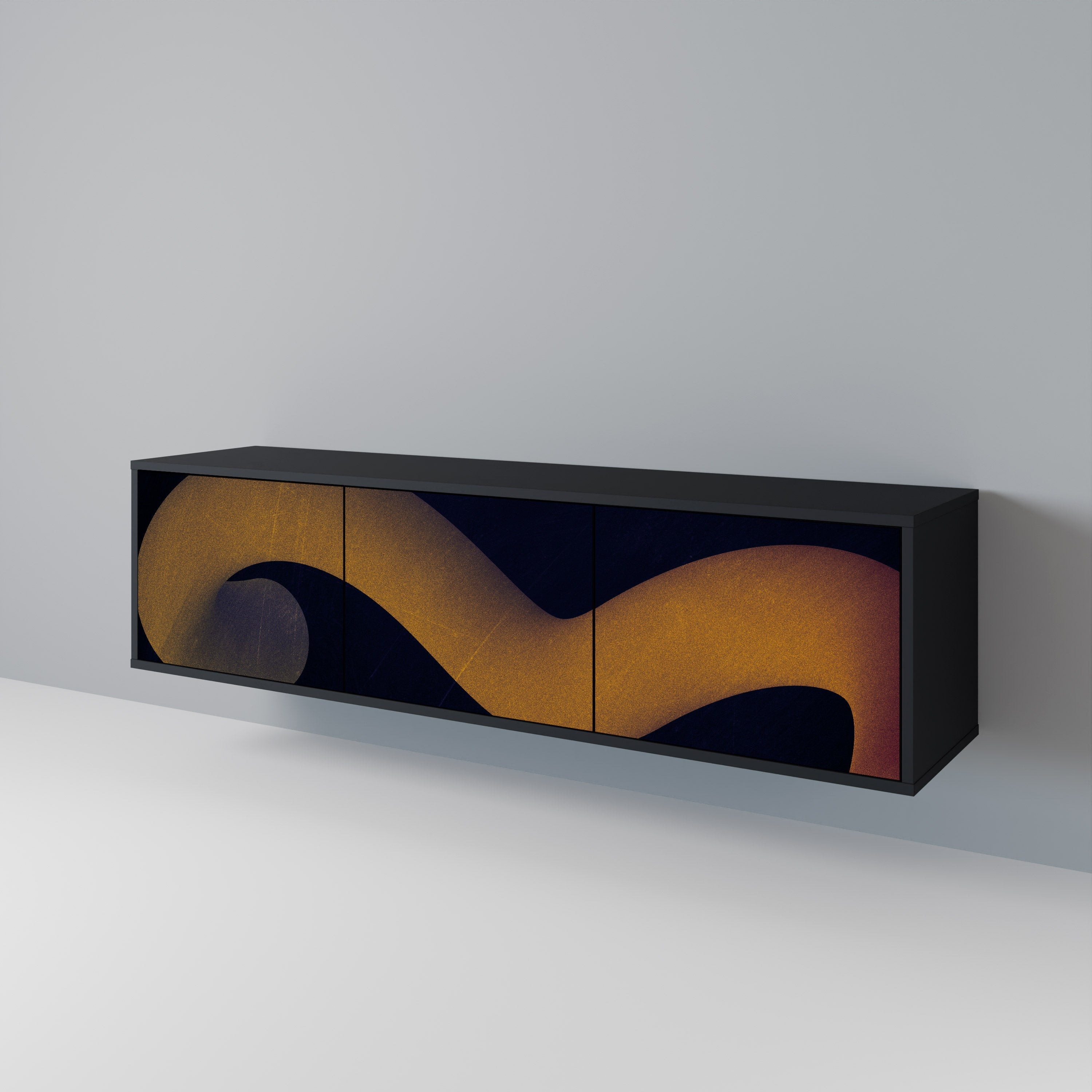 HOLLOW TIME TV-Lowboard mit 3 Türen in Schwarz