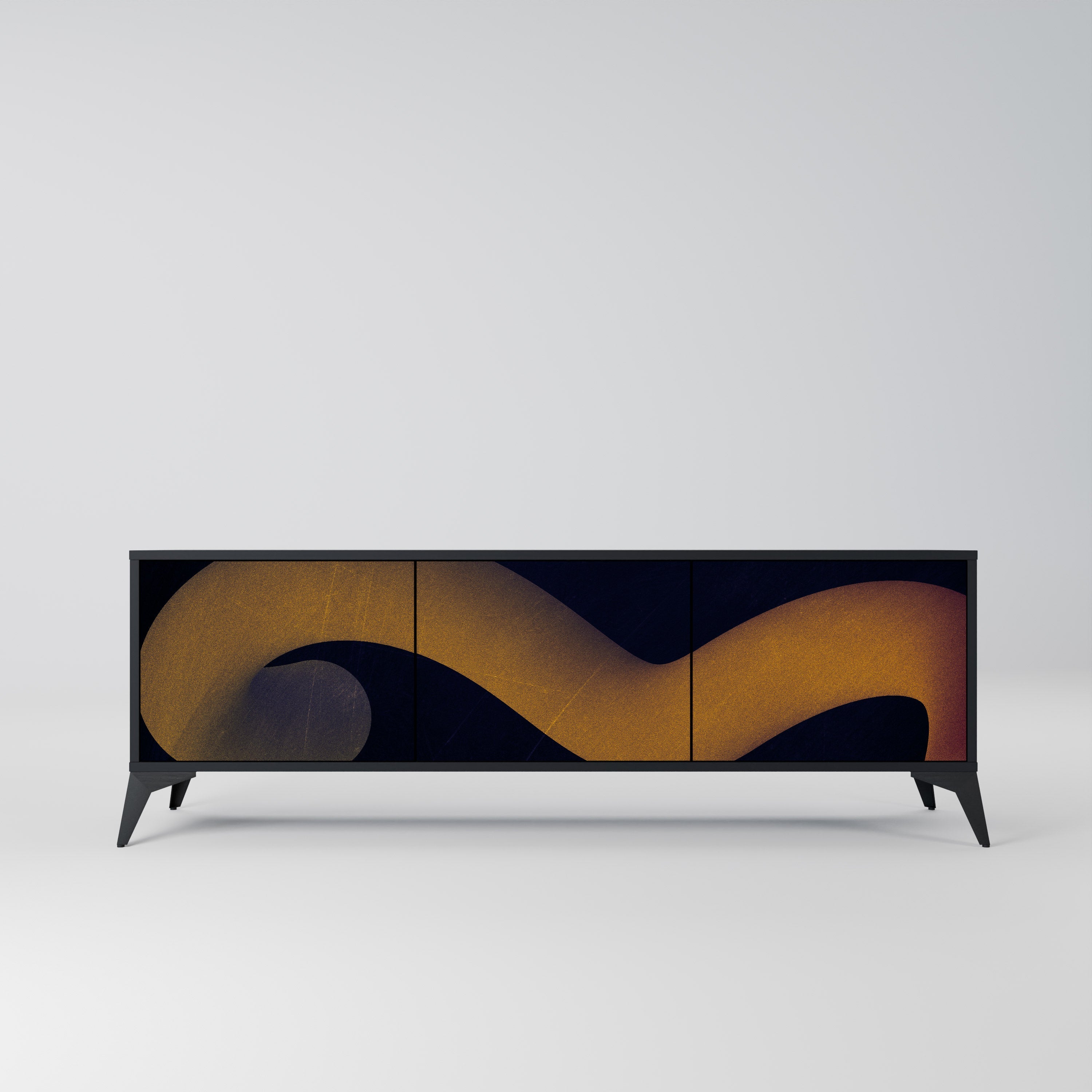 HOLLOW TIME TV-Lowboard mit 3 Türen in Schwarz