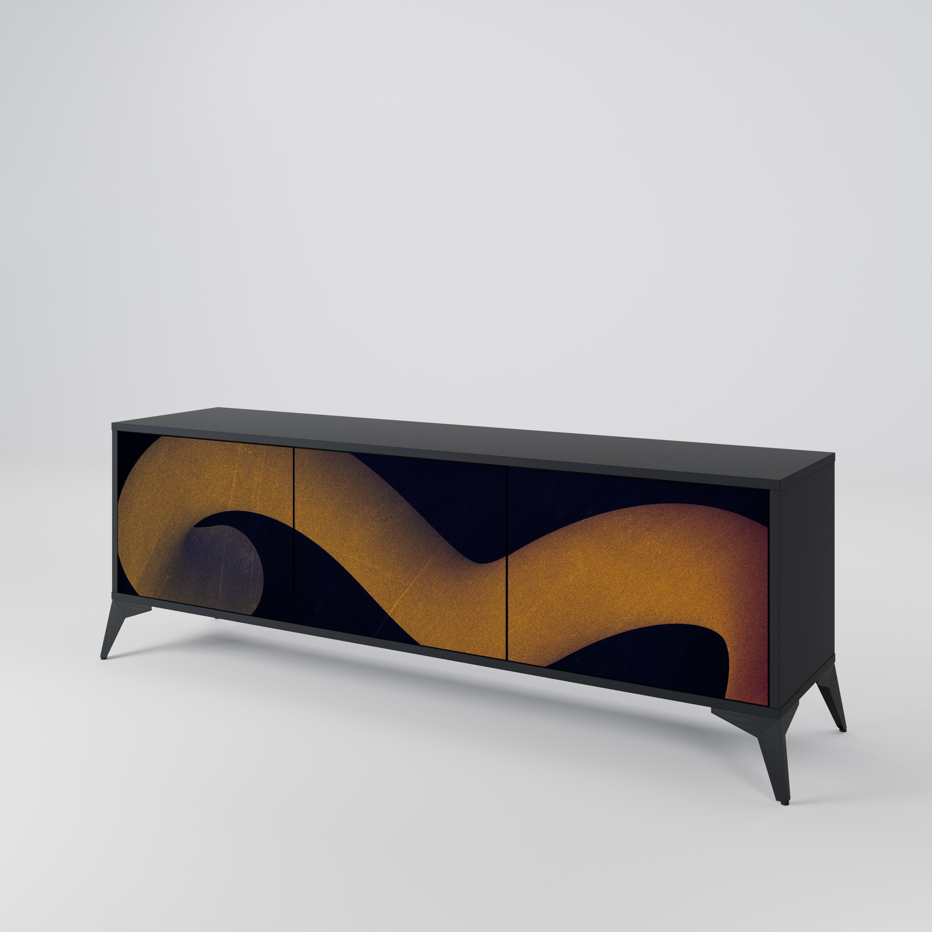 HOLLOW TIME TV-Lowboard mit 3 Türen in Schwarz