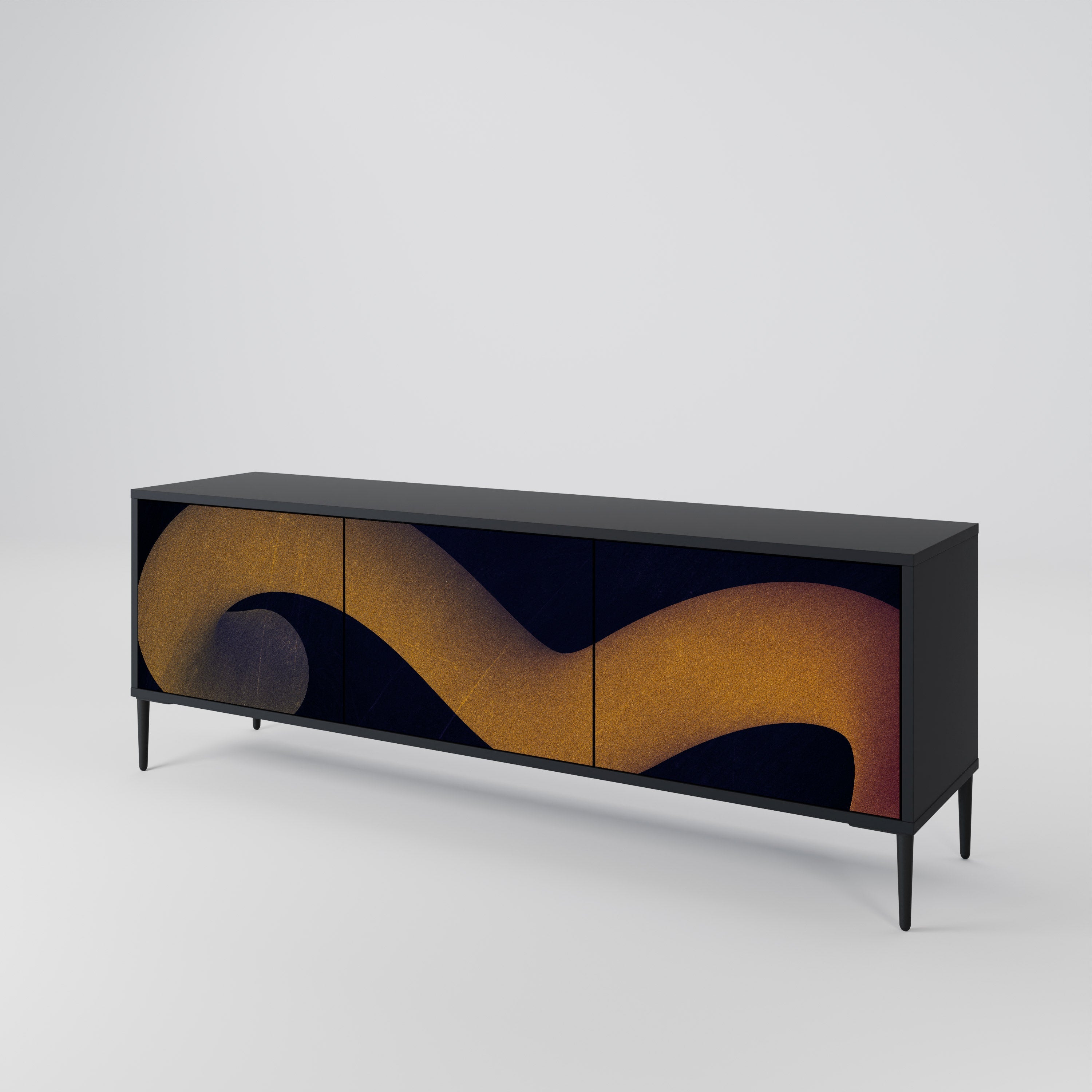 HOLLOW TIME TV-Lowboard mit 3 Türen in Schwarz