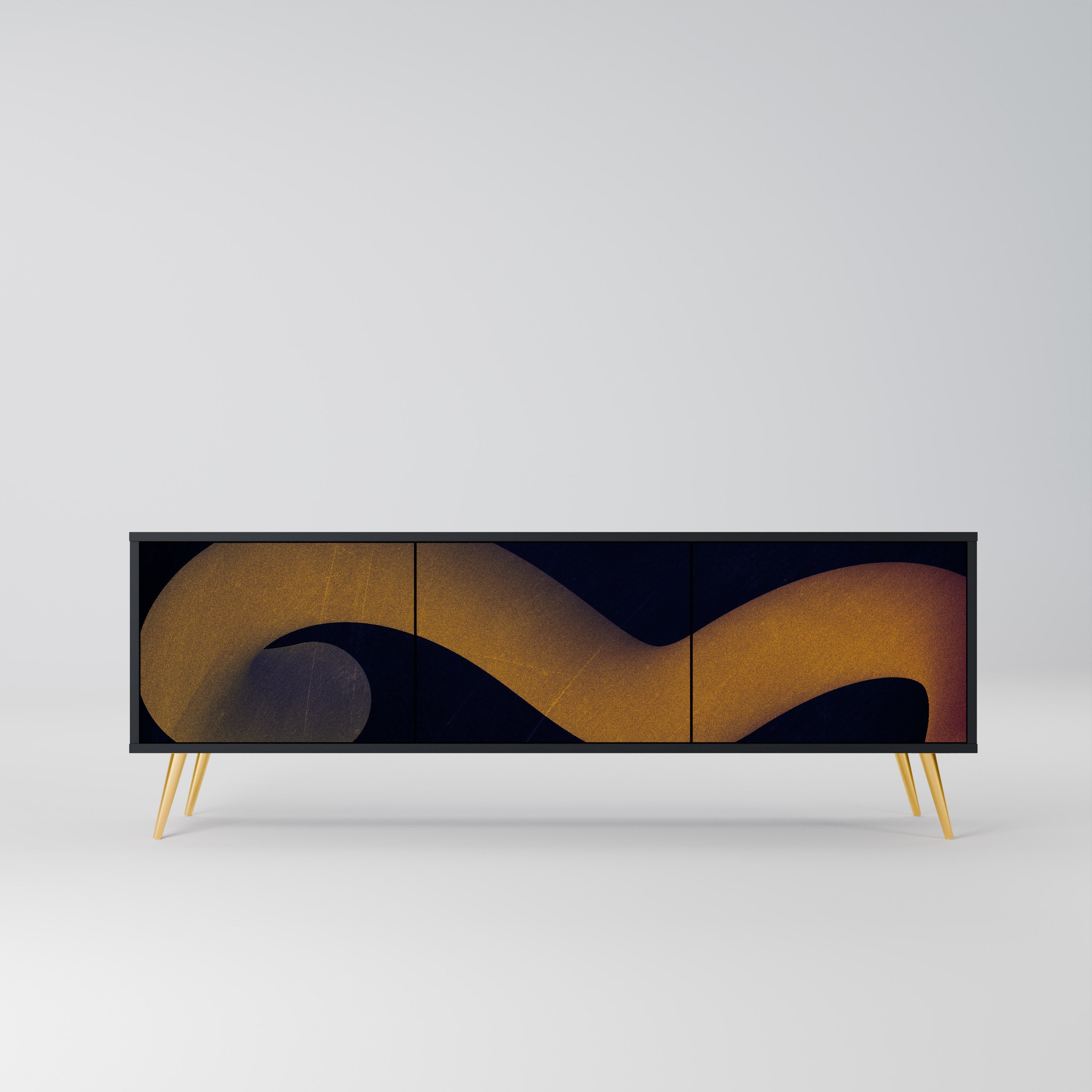 HOLLOW TIME TV-Lowboard mit 3 Türen in Schwarz