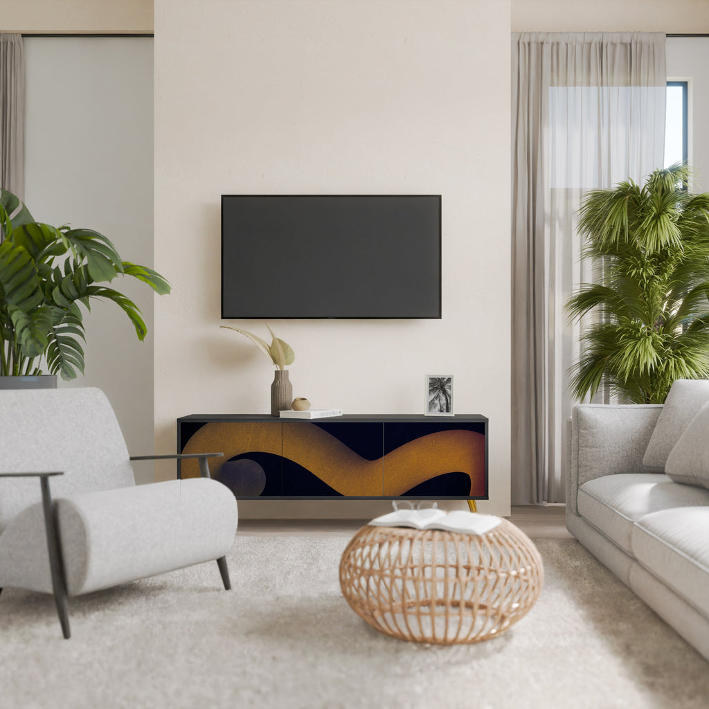 HOLLOW TIME TV-Lowboard mit 3 Türen in Schwarz