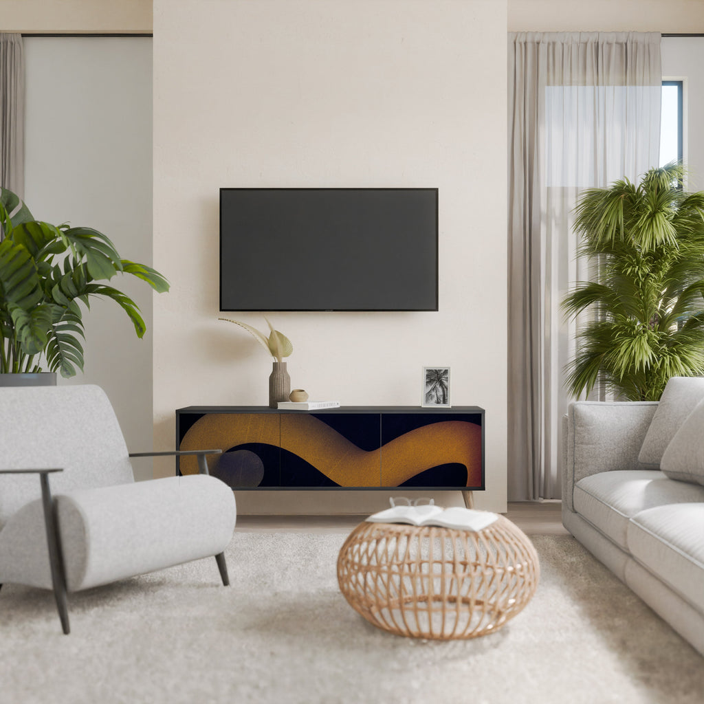 HOLLOW TIME TV-Lowboard mit 3 Türen in Schwarz