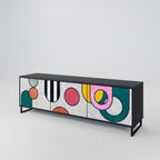 COOL STORY 3-Door TV Stand in Black Finish