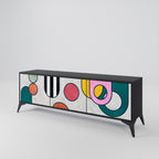 COOL STORY 3-Door TV Stand in Black Finish