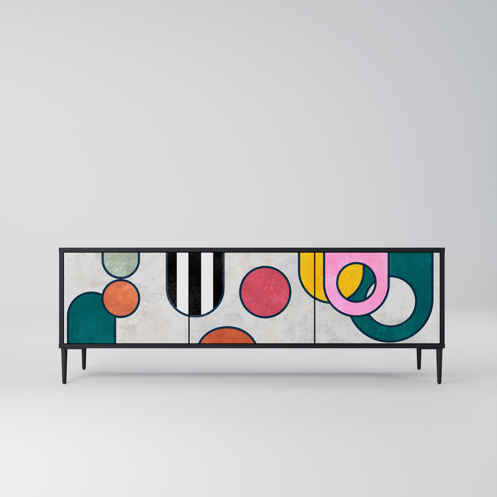 COOL STORY 3-Door TV Stand in Black Finish