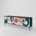 COOL STORY 3-Door TV Stand in Black Finish