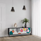 COOL STORY 3-Door TV Stand in Black Finish