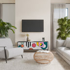 COOL STORY 3-Door TV Stand in Black Finish