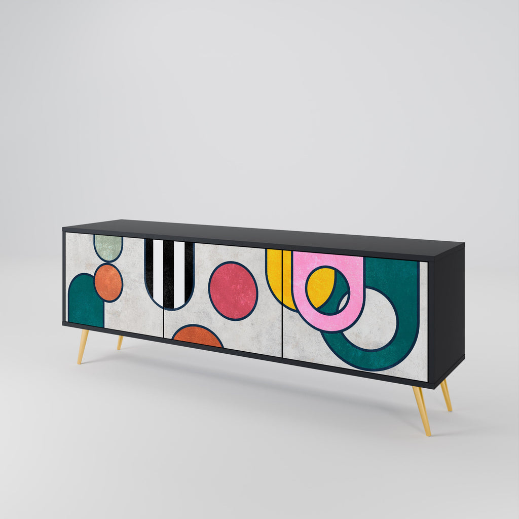 COOL STORY 3-Door TV Stand in Black Finish