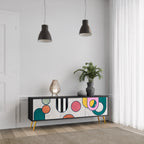 COOL STORY 3-Door TV Stand in Black Finish