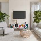 COOL STORY 3-Door TV Stand in Black Finish