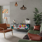 COOL STORY 3-Door TV Stand in Black Finish