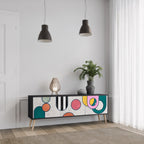 COOL STORY 3-Door TV Stand in Black Finish