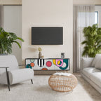 COOL STORY 3-Door TV Stand in Black Finish