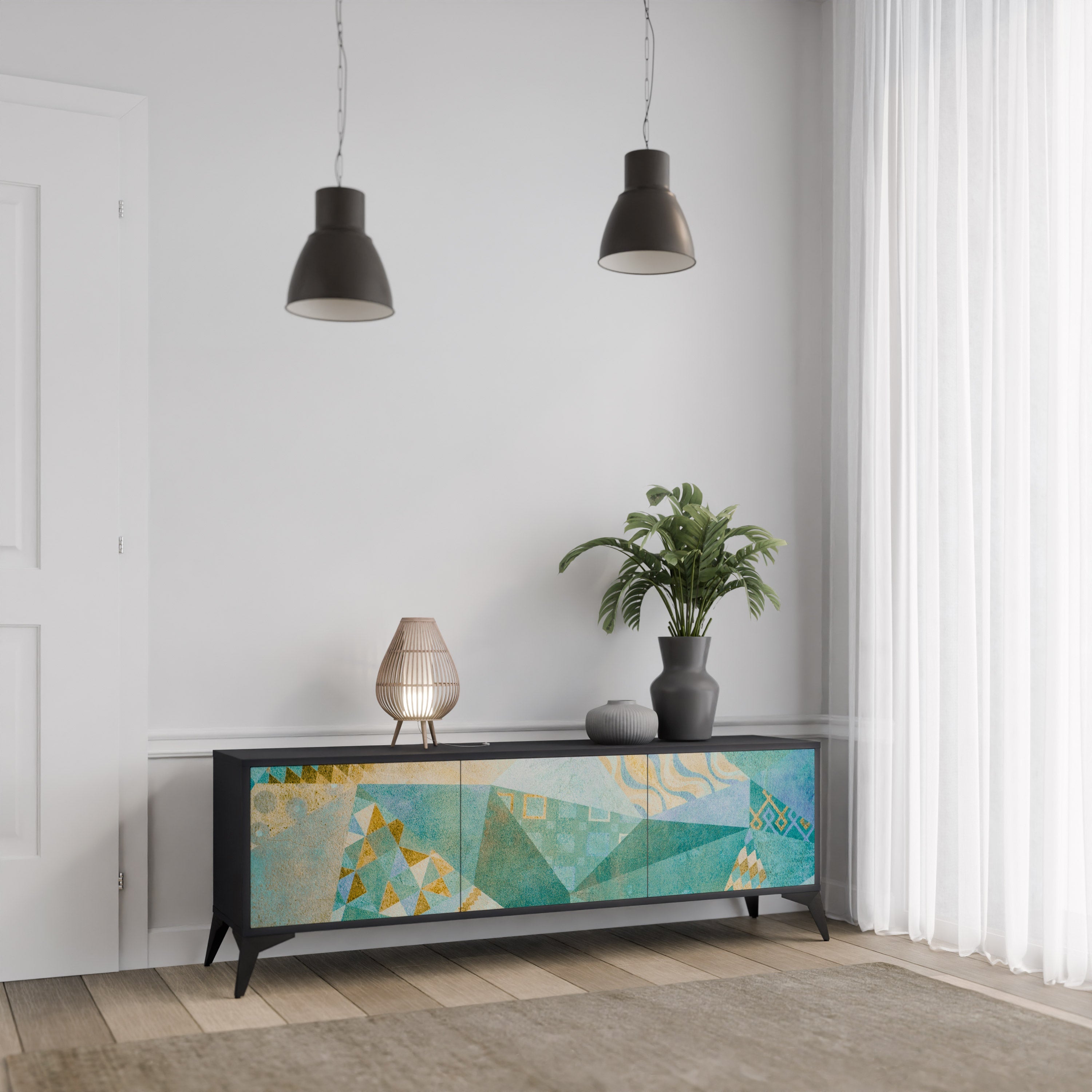 SPECTRUM SPLENDOR TV-Lowboard mit 3 Türen in Schwarz