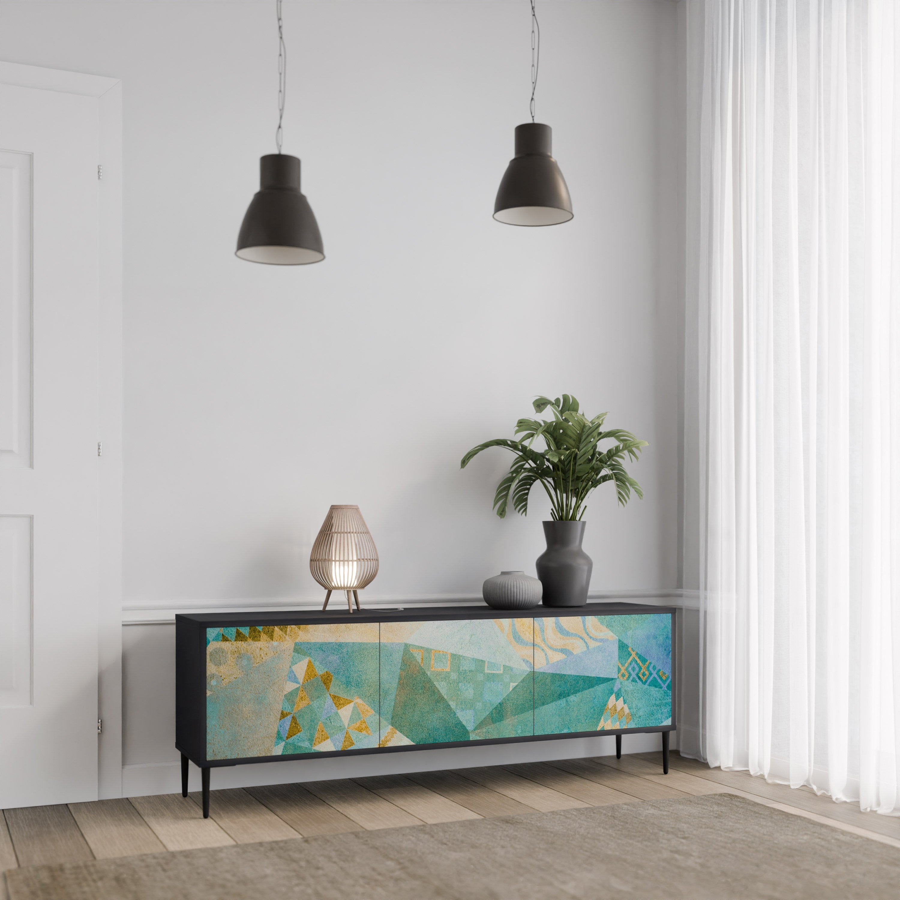 SPECTRUM SPLENDOR TV-Lowboard mit 3 Türen in Schwarz