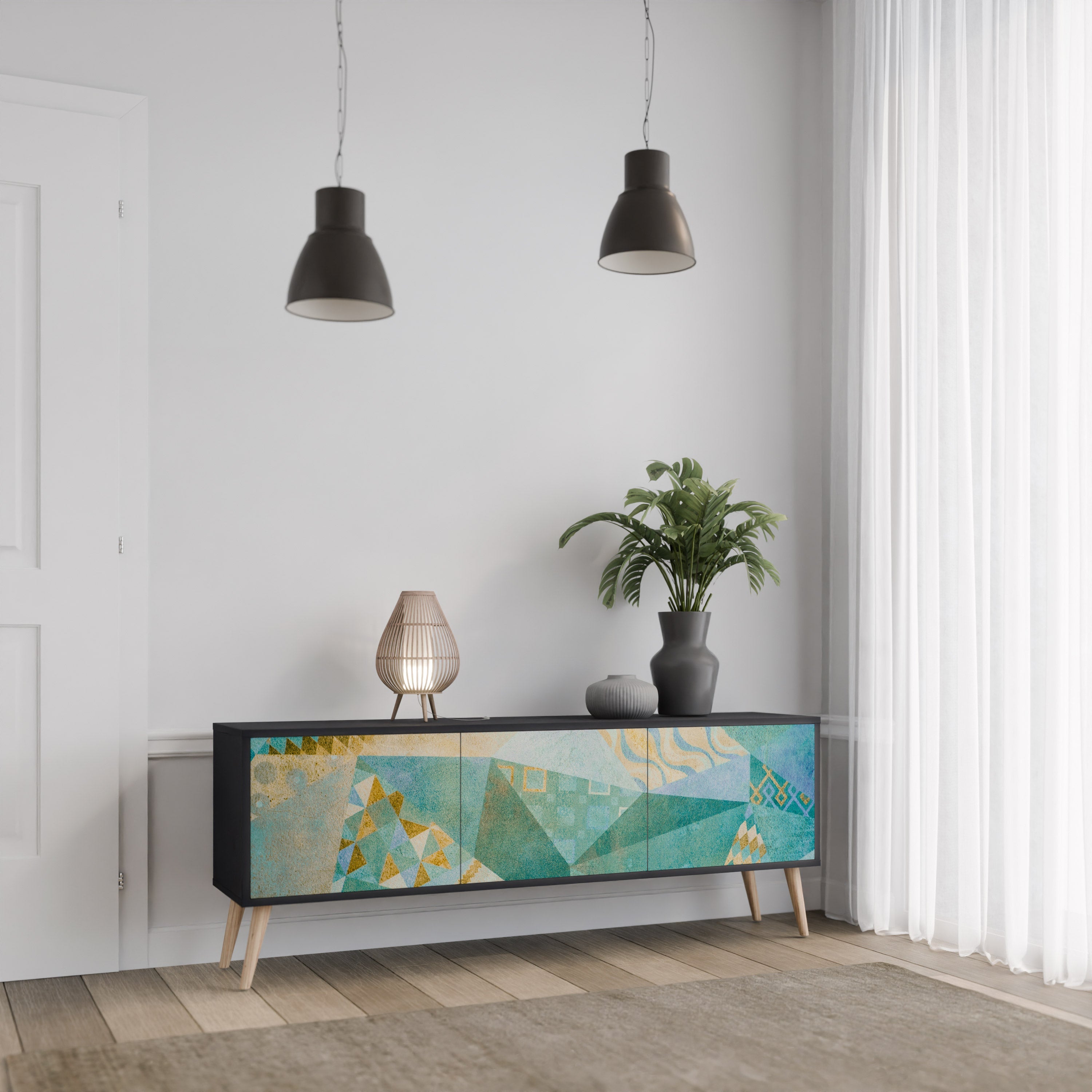 SPECTRUM SPLENDOR TV-Lowboard mit 3 Türen in Schwarz